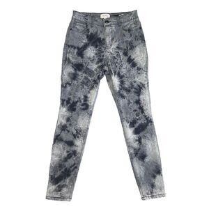 LOGO by Lori Goldstein Women's Grey Tie Dye Skinny Jeans Size 4 Petite Stretchy